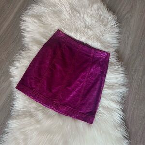 Free People Fuchsia Velvet Mini Skirt